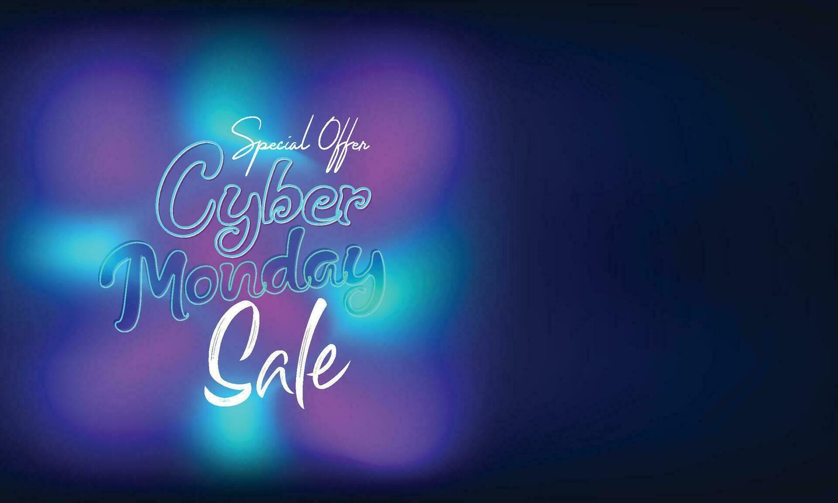 Cyber Monday Colorful Neon Style Super Sale Web Banner. Cyber Monday Sale Special Offer Social Media Post Design. Business, Promotion, and Advertising Vector Template. Seasonal Offers Mega Big Sale