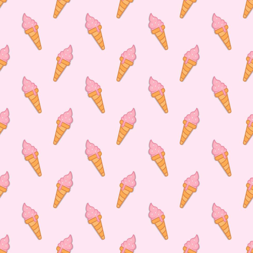 Hand drawn seamless pattern of ice cream horn. vector