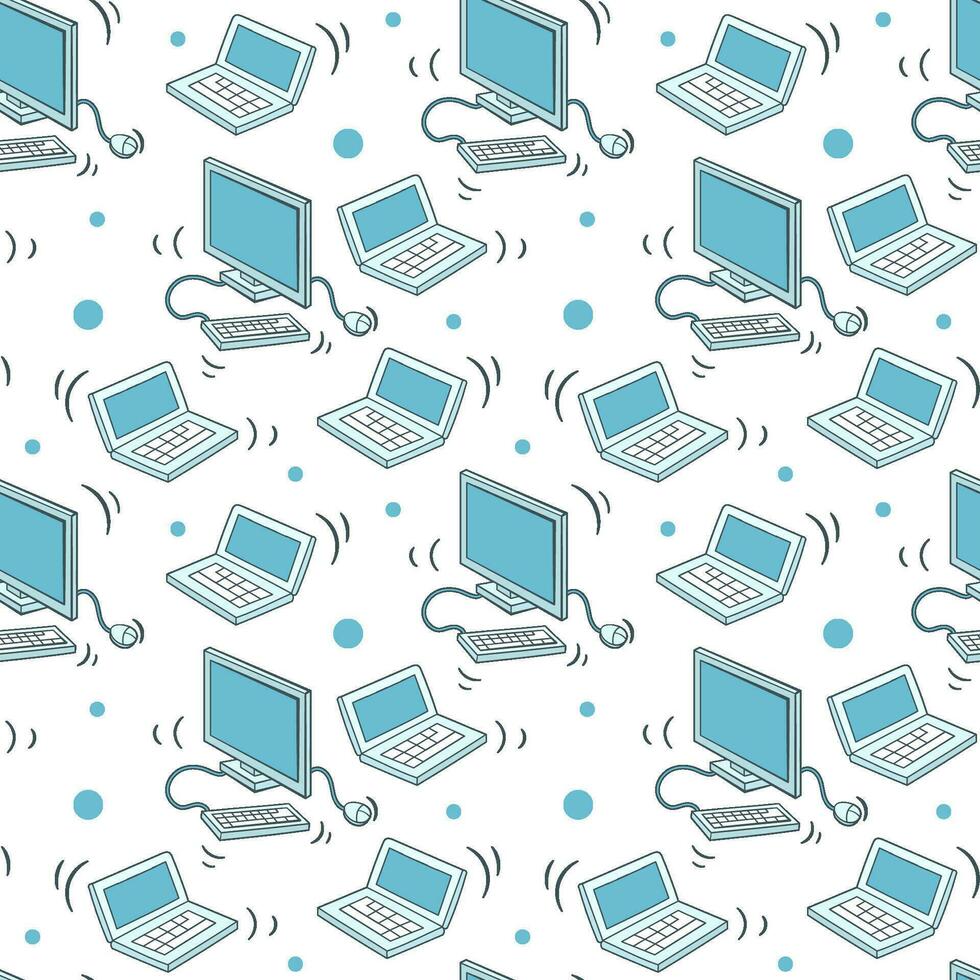 Colored vector pattern consisting of a computer and a laptop