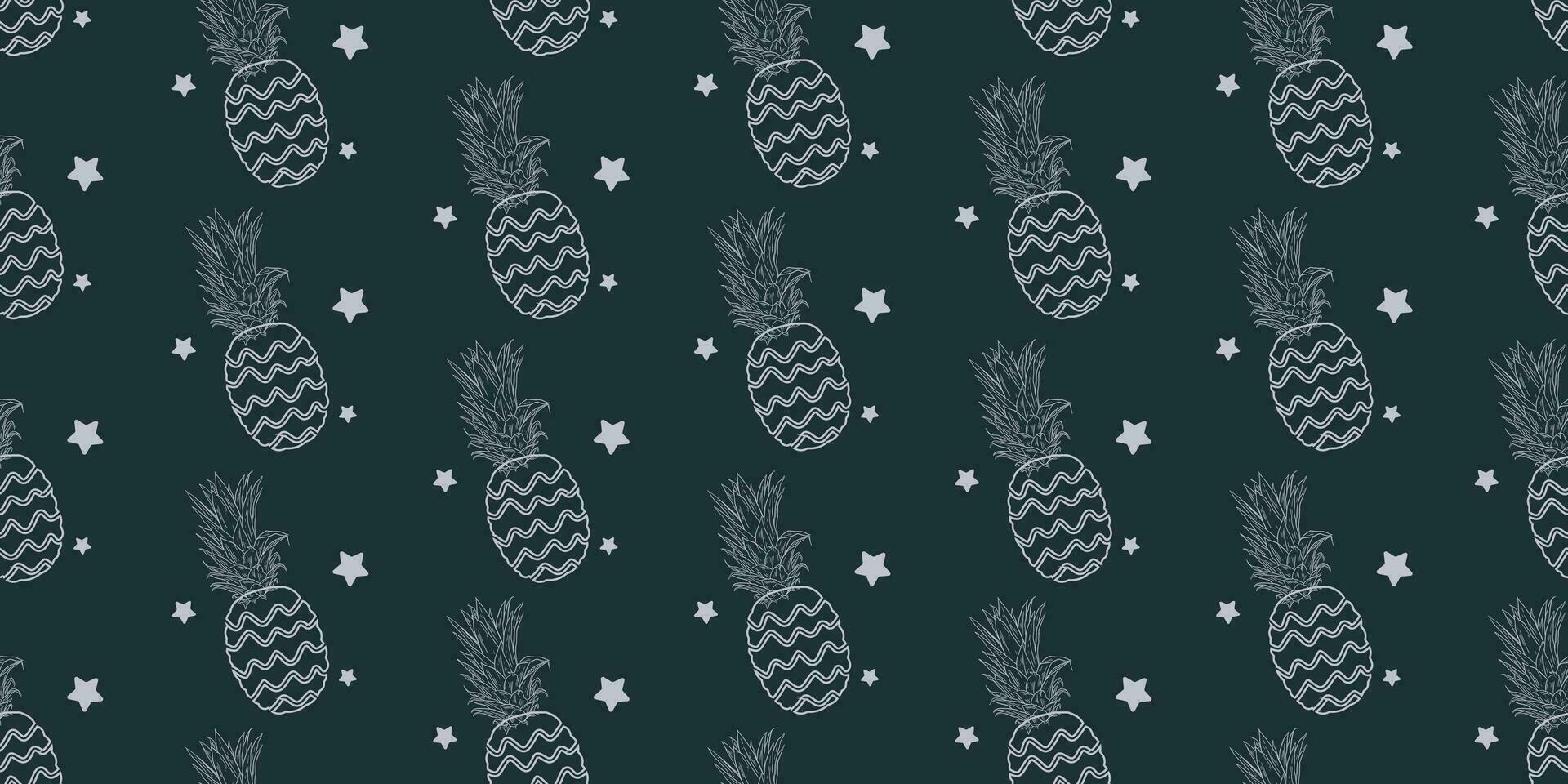 unique abstract summer pineapple fruits seamless pattern background vector