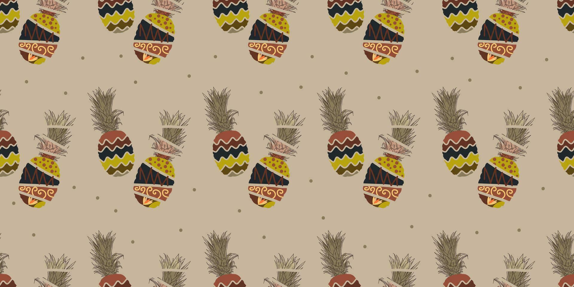 unique abstract summer pineapple fruits seamless pattern background vector