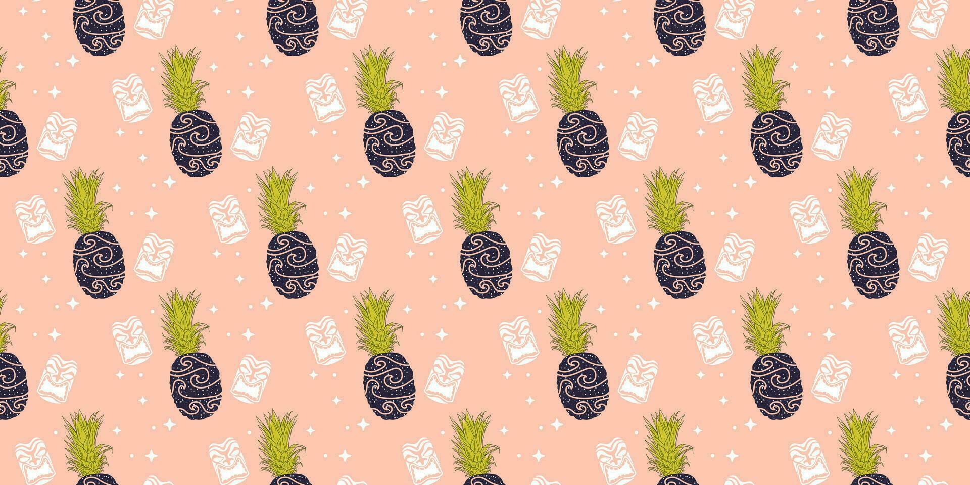 unique abstract summer pineapple fruits seamless pattern background vector