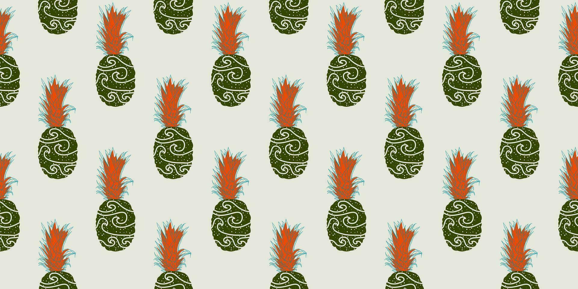 unique abstract summer pineapple fruits seamless pattern background vector