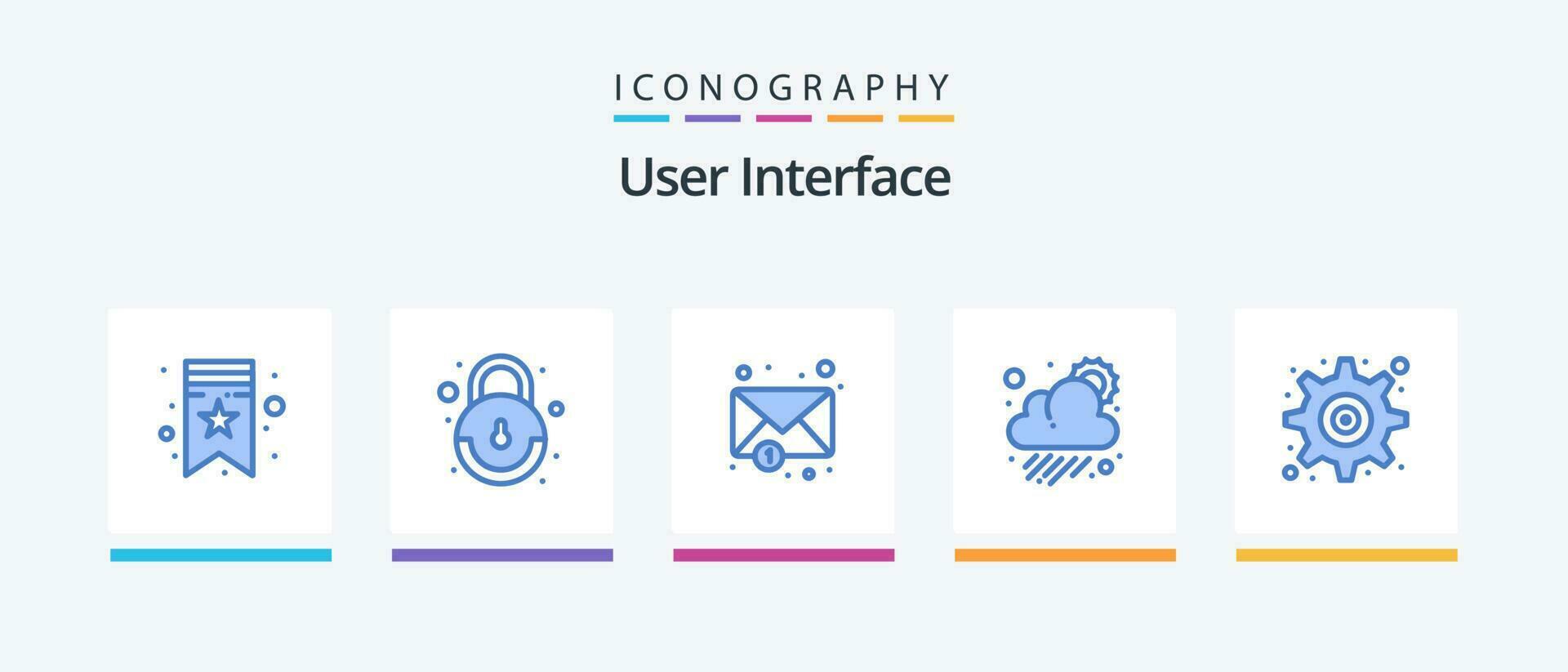 User Interface Blue 5 Icon Pack Including . setting. notification. interface. weather. Creative Icons Design vector