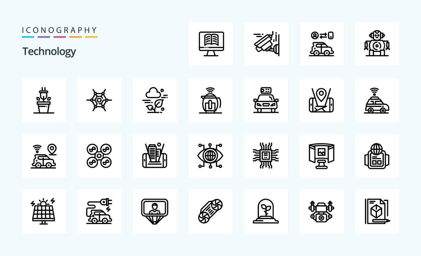 25 Technology Line icon pack vector