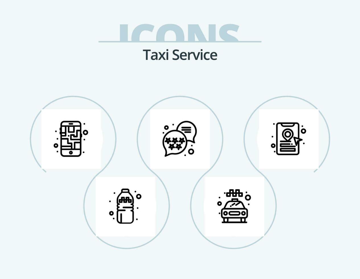 Taxi Service Line Icon Pack 5 Icon Design. receiver. phone. food. transport. mobile vector
