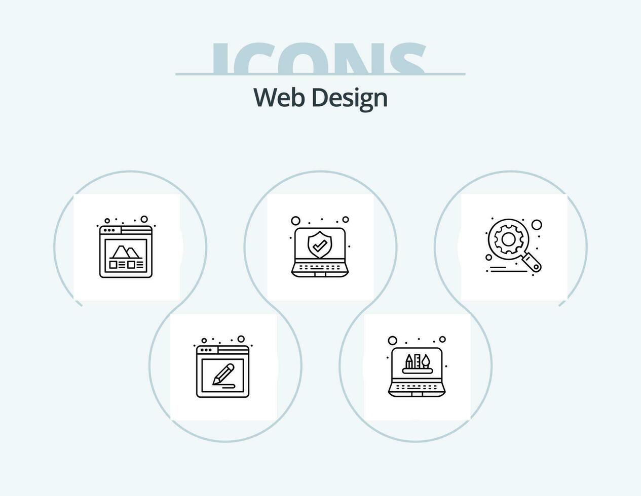 web diseño línea icono paquete 5 5 icono diseño. . ordenador portátil. página. computadora. imagen vector