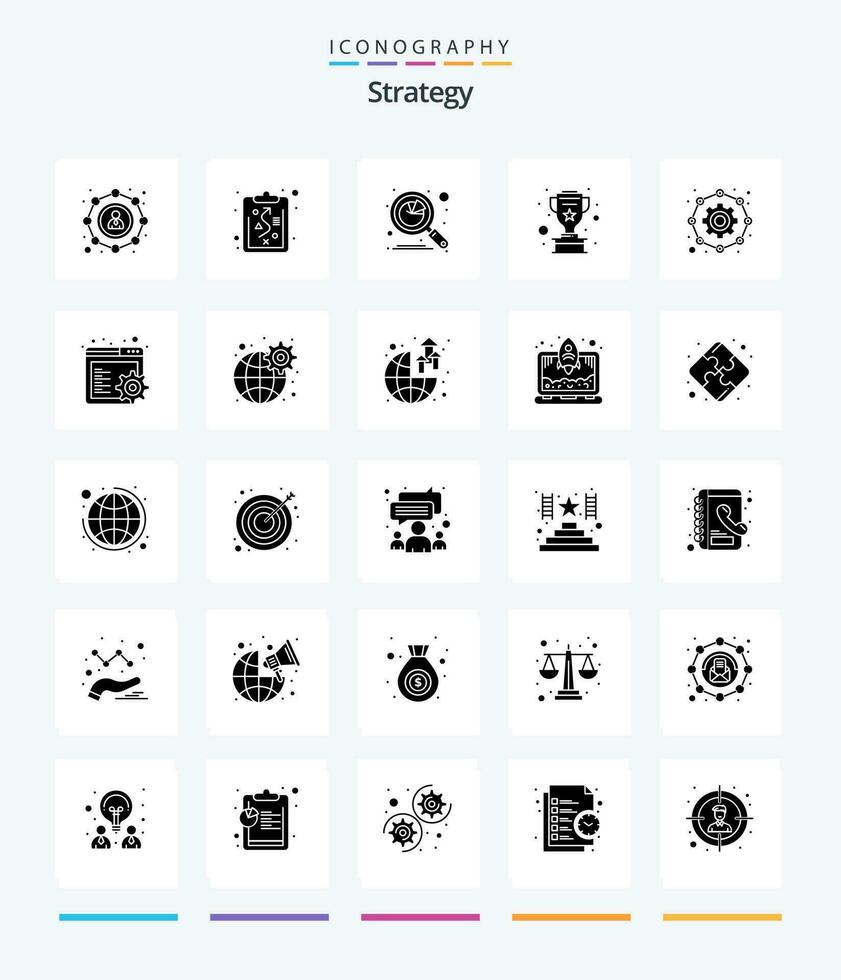 Creative Strategy 25 Glyph Solid Black icon pack  Such As configuration. star. analytics. silver. award vector