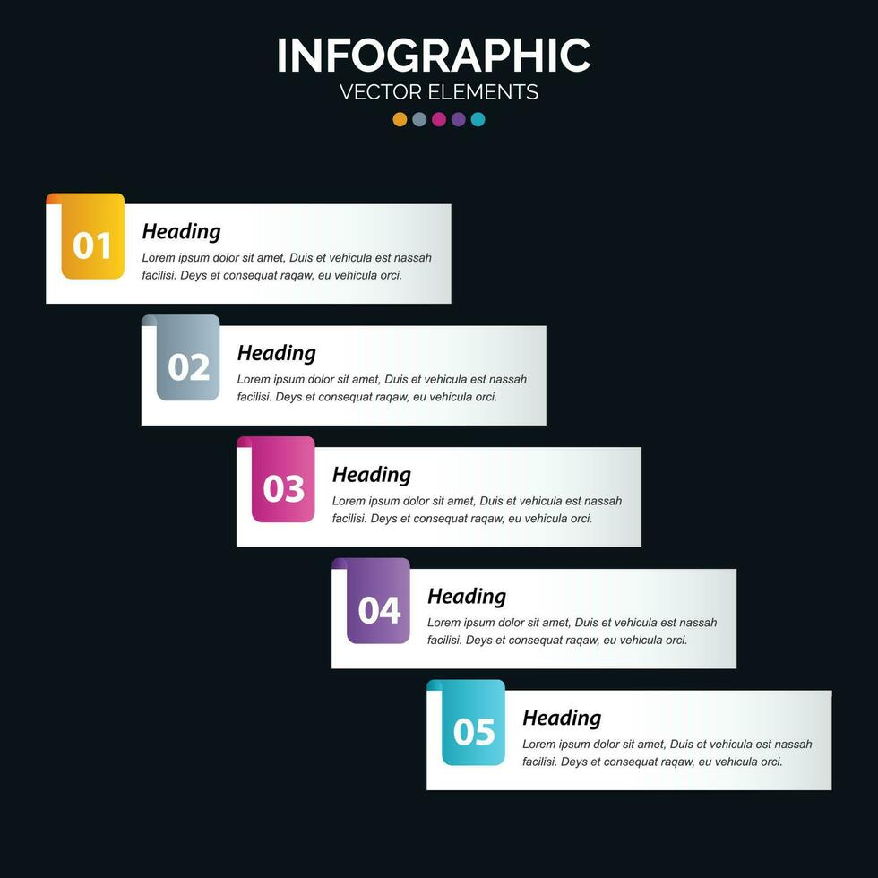 Diagrama de infografía de 5 opciones Informe anual Diseño web Concepto de negocio Pasos o procesos vector