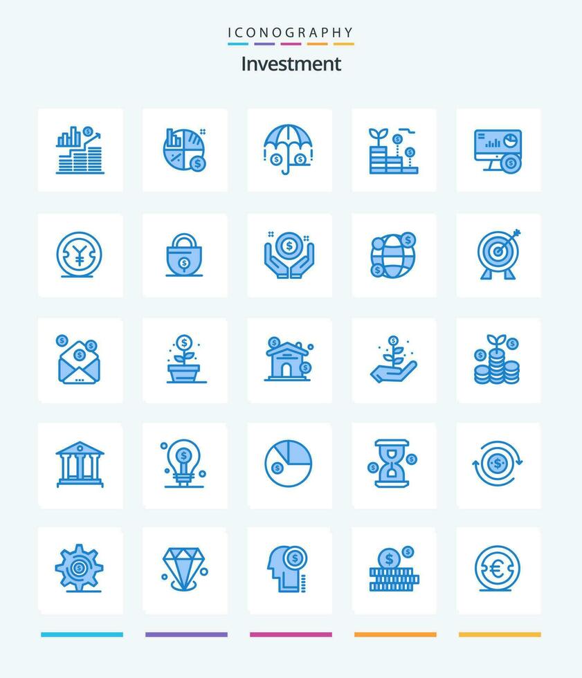 Creative Investment 25 Blue icon pack  Such As yen. coin. growth. investment. online vector