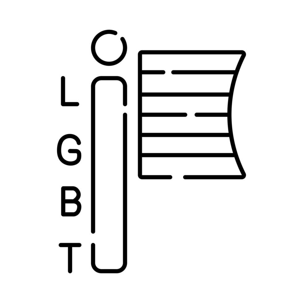 Lgbt flag sign, vector black line icon