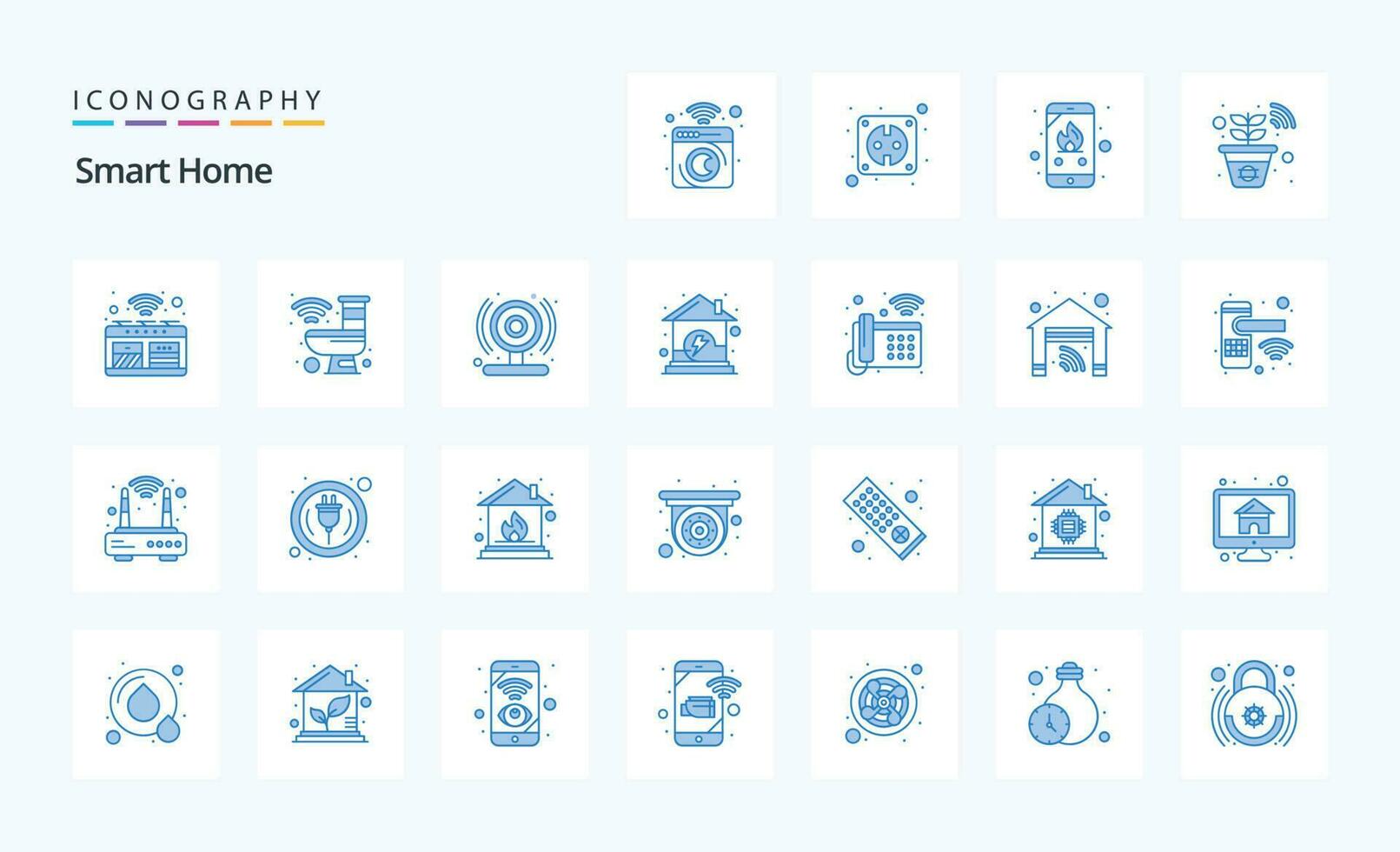 25 Smart Home Blue icon pack vector