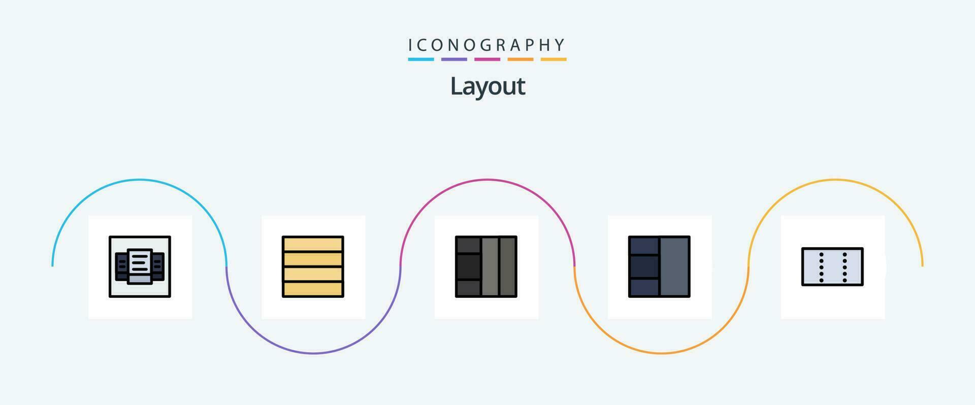 Layout Line Filled Flat 5 Icon Pack Including . . vector