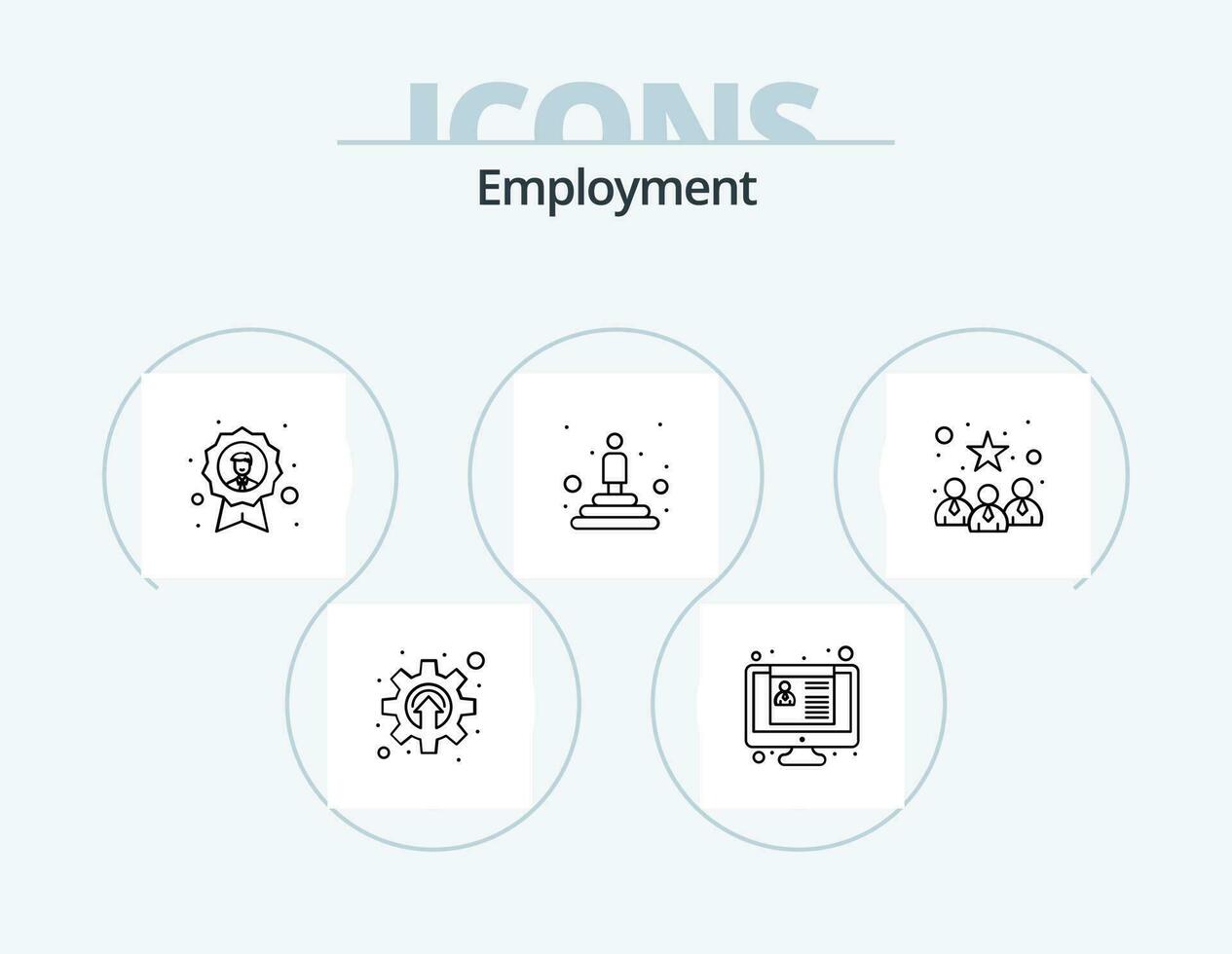 Employment Line Icon Pack 5 Icon Design. goal. female. office. employee. laptop vector