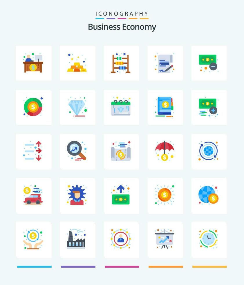 Creative Economy 25 Flat icon pack  Such As finance. business. abacus. money. document vector