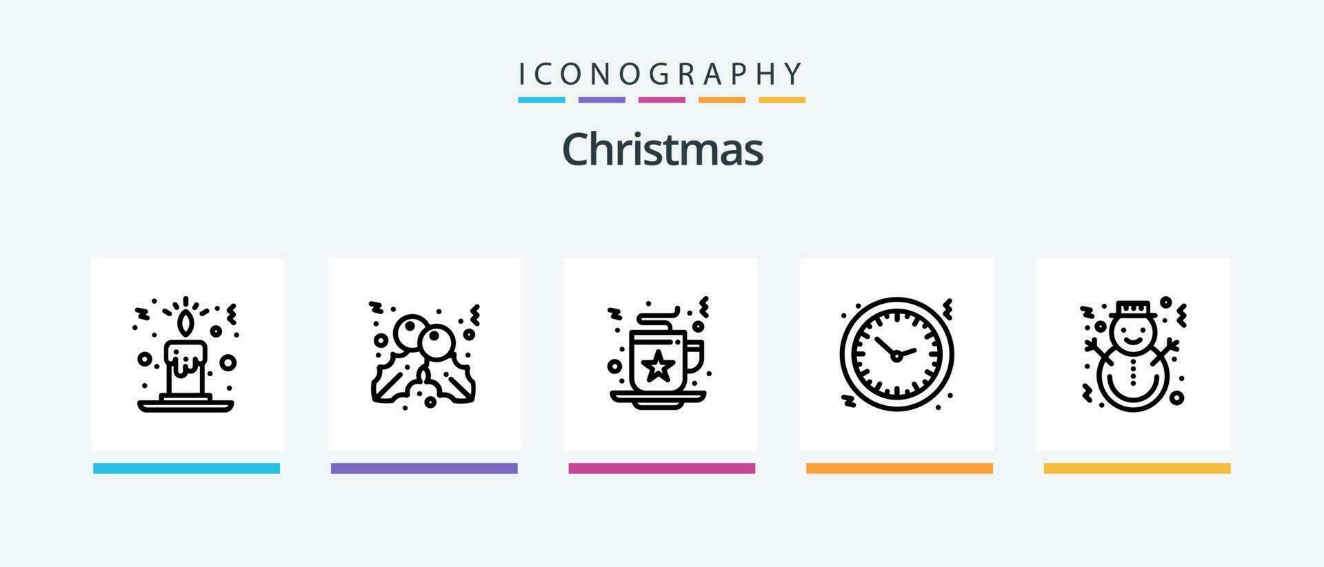 Christmas Line 5 Icon Pack Including lights. christmas. star. bulb. microphone. Creative Icons Design vector