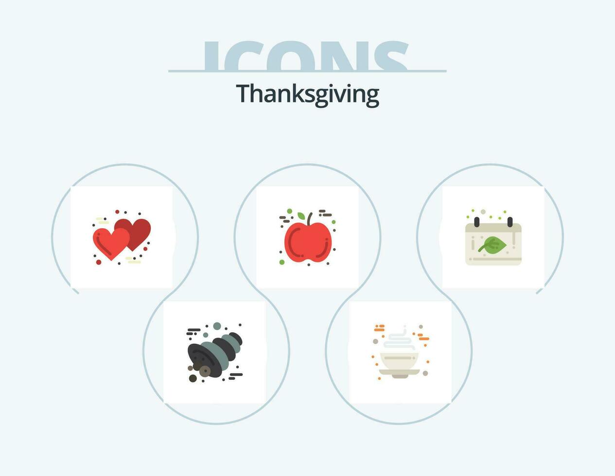 acción de gracias plano icono paquete 5 5 icono diseño. fecha. otoño. día. acción de gracias. manzana vector