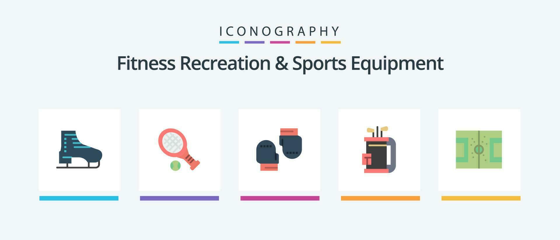 Fitness Recreation And Sports Equipment Flat 5 Icon Pack Including stick. equipment. sport. club. protective. Creative Icons Design vector