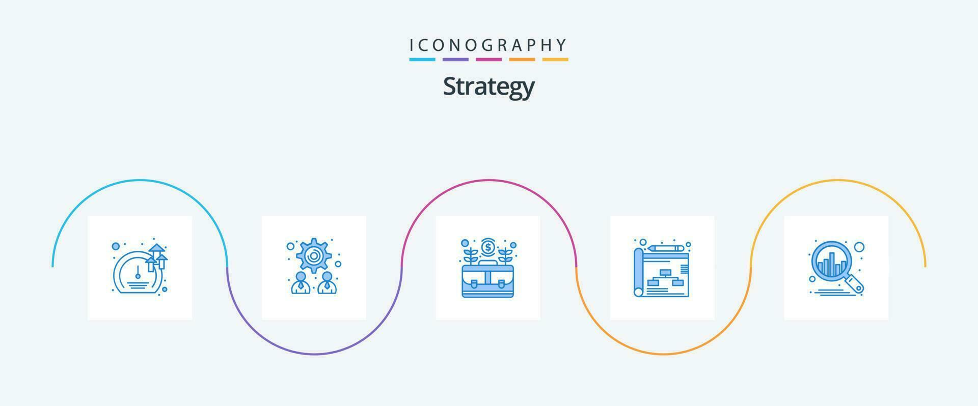 estrategia azul 5 5 icono paquete incluso plan. estrategia. negocio. planificación. vector