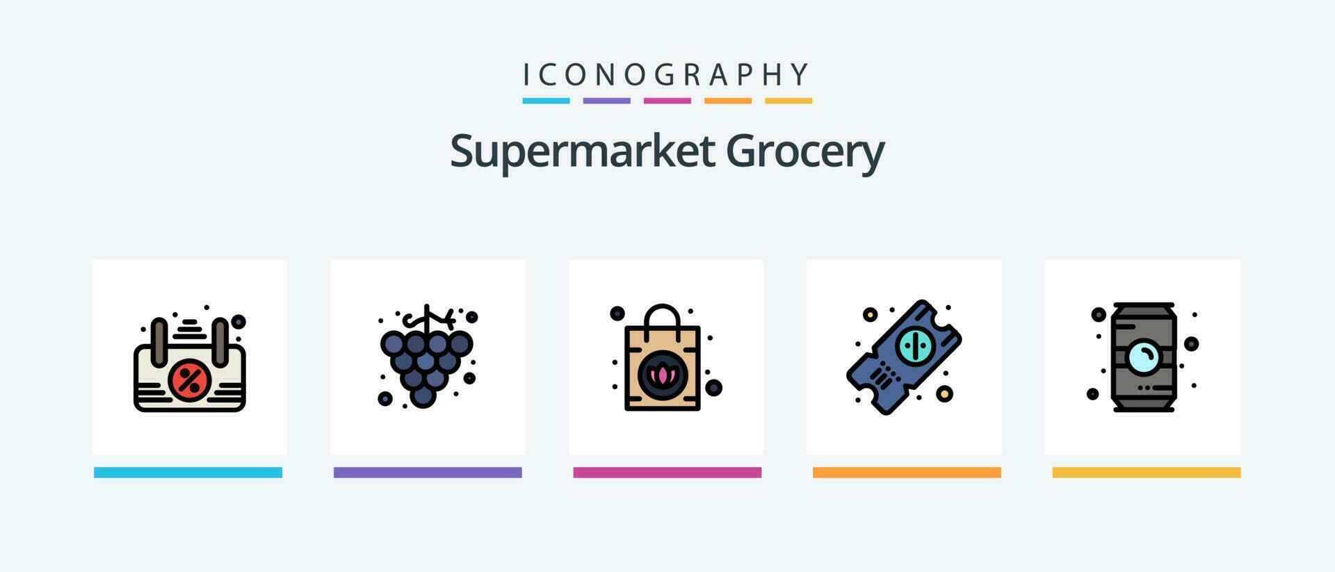 Grocery Line Filled 5 Icon Pack Including . farm. vegetable. cooking. animal. Creative Icons Design vector