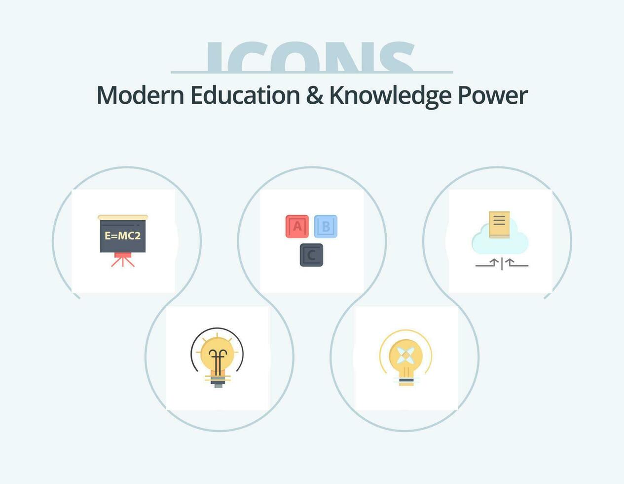 Modern Education And Knowledge Power Flat Icon Pack 5 Icon Design. cloud. alphabet. classroom . basic. abc vector