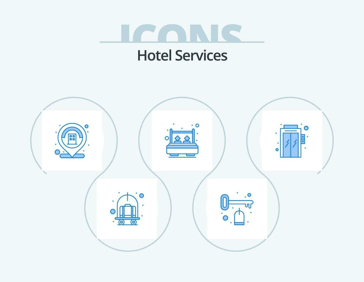 Hotel Services Blue Icon Pack 5 Icon Design. passenger. elevator. building. rest. double vector