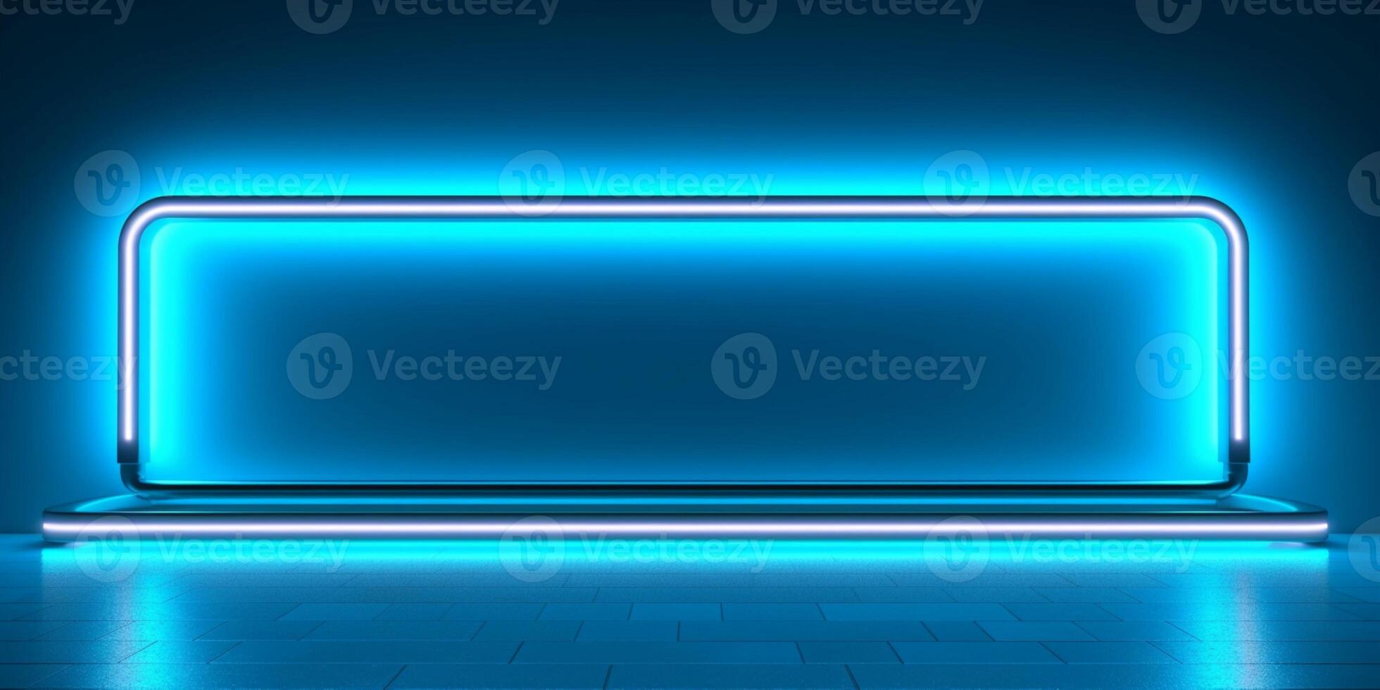 Blue neon light blurred background, photo