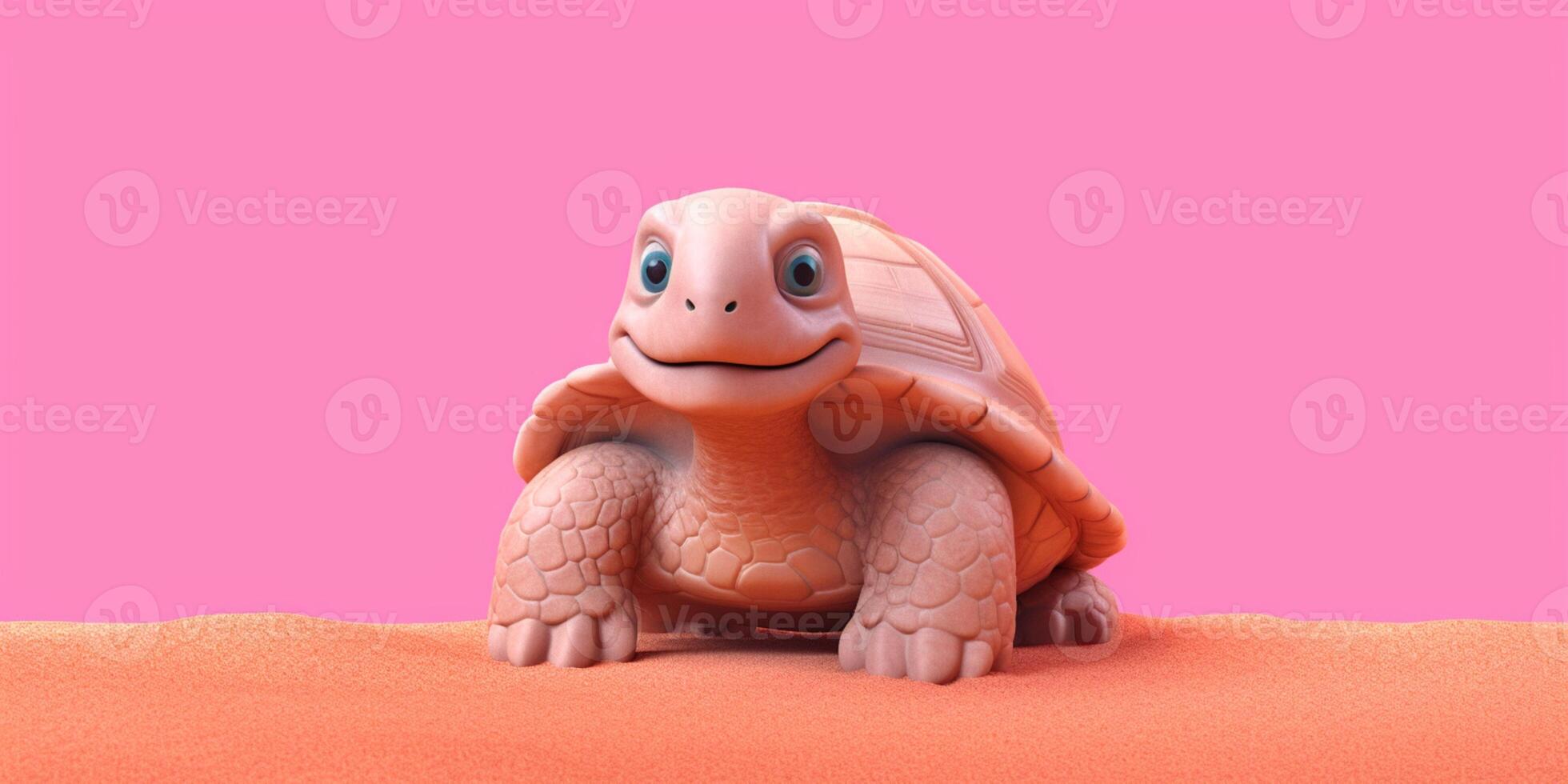 Little turtle clay cartoon animation, AI Generated photo