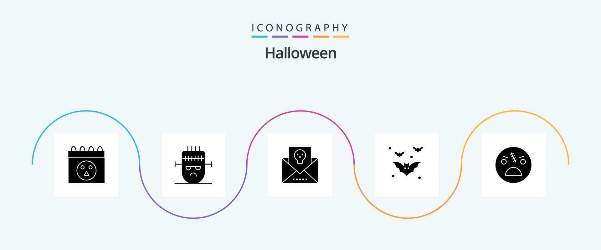 Halloween Glyph 5 Icon Pack Including halloween. night. envelope. halloween. bat vector