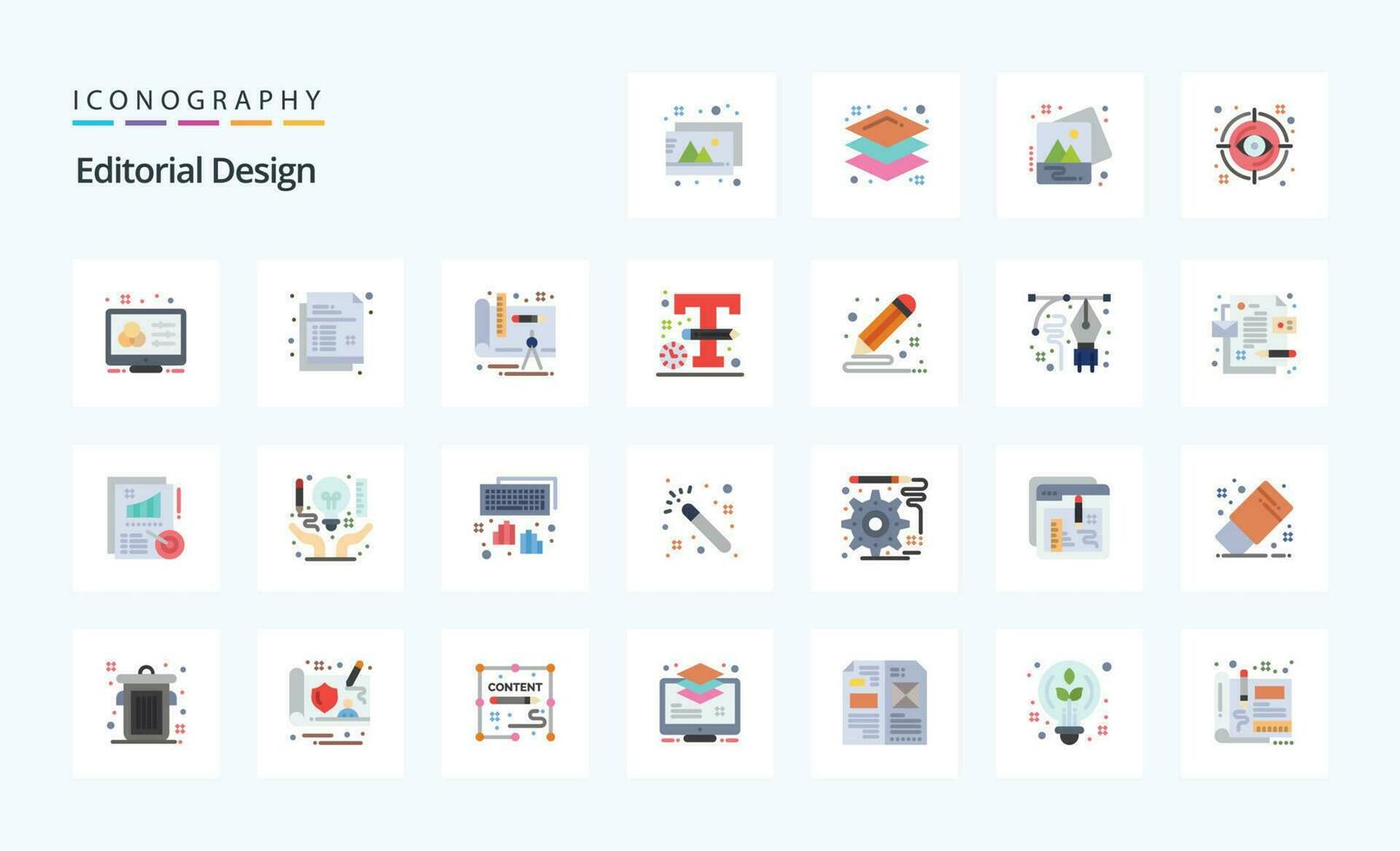 25 Editorial Design Flat color icon pack vector