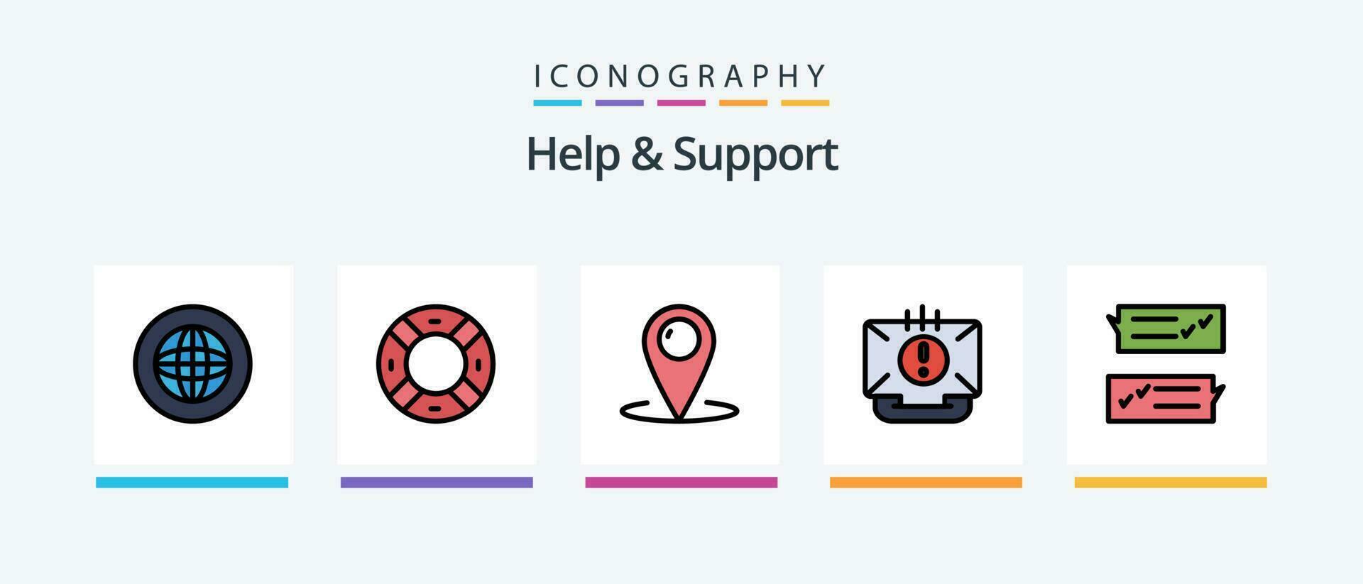 Help And Support Line Filled 5 Icon Pack Including contact. browser. protection. support. information. Creative Icons Design vector