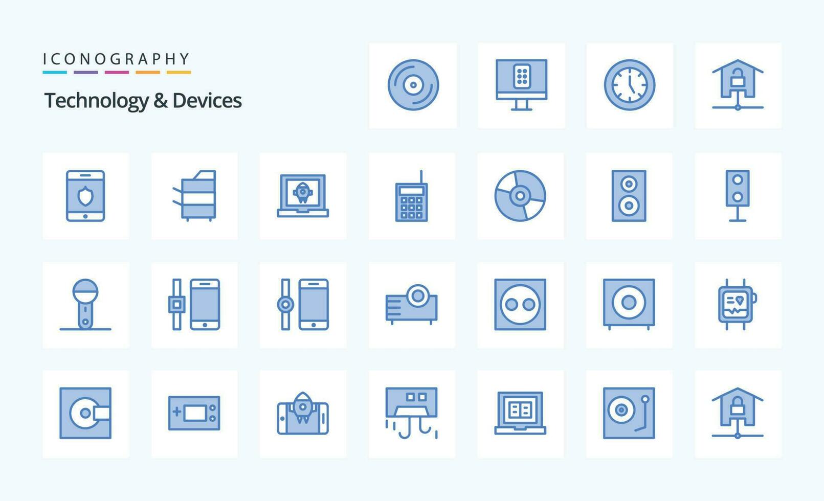 25 Devices Blue icon pack vector