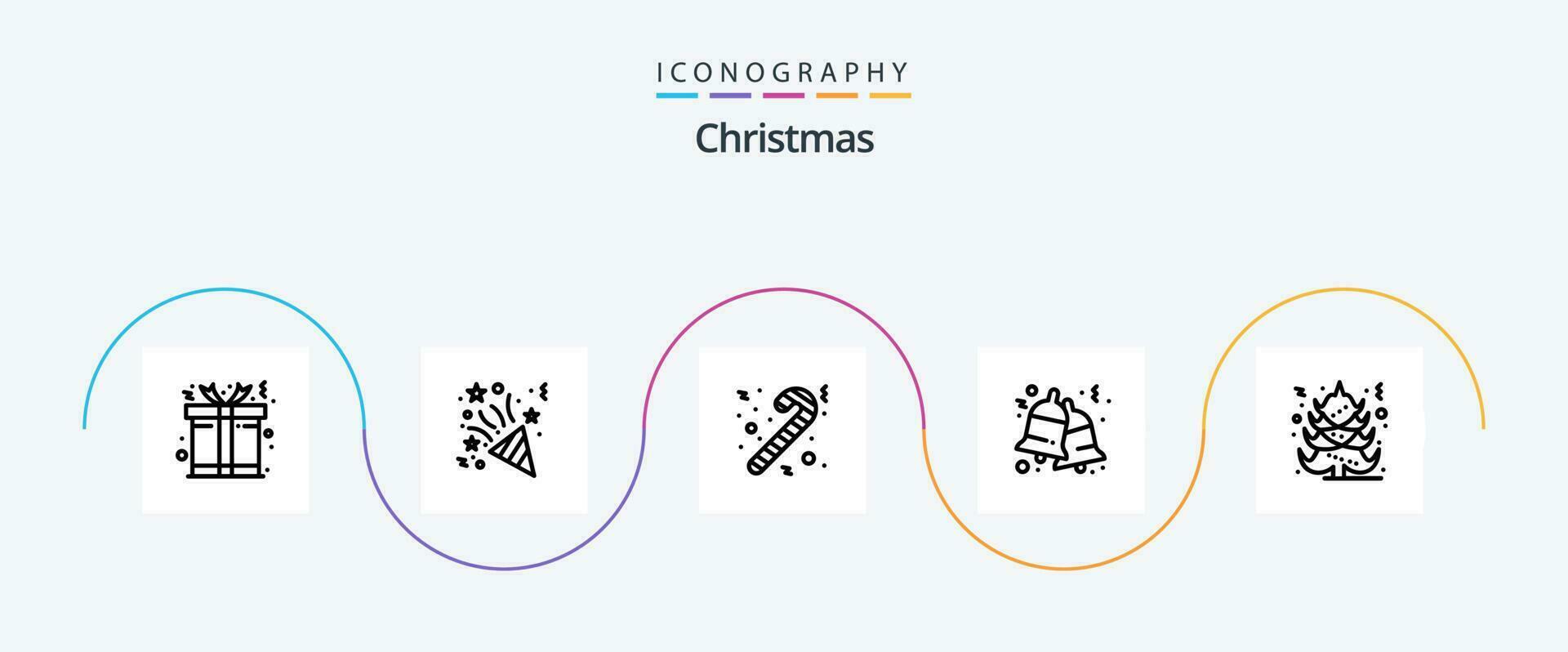 Navidad línea 5 5 icono paquete incluso . Navidad. Navidad. árbol. cascabeleo vector