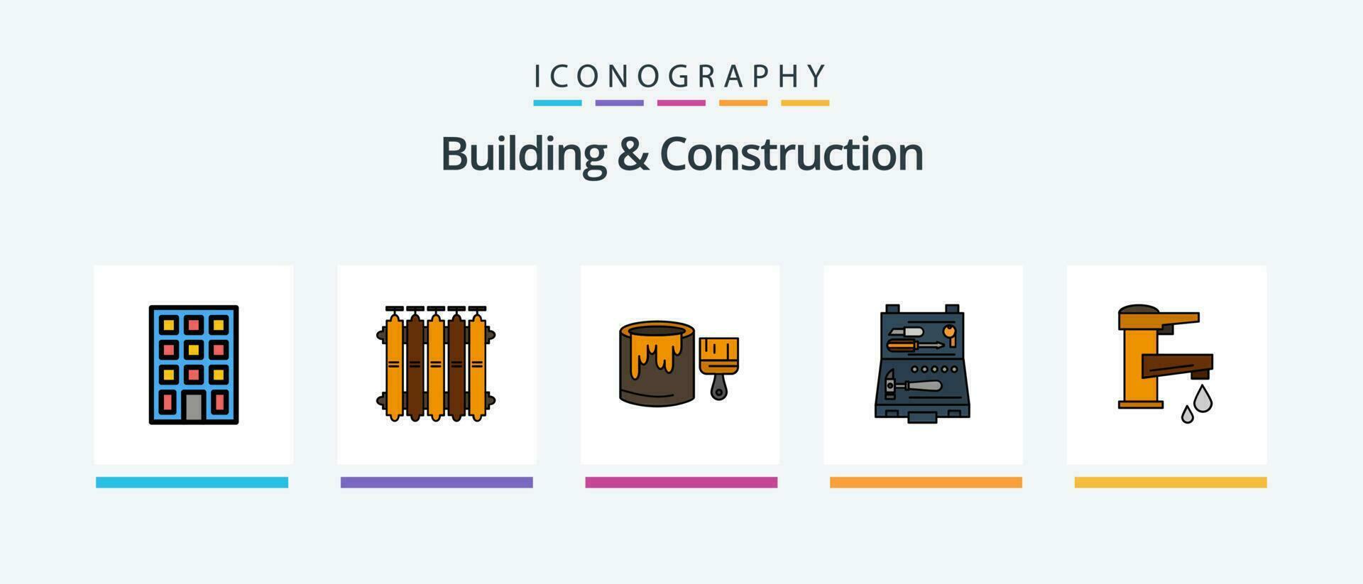 Building And Construction Line Filled 5 Icon Pack Including tapwater. block. foam. tile. bricks. Creative Icons Design vector