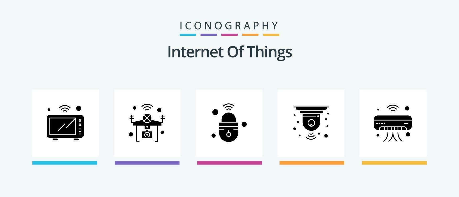 Internet de cosas glifo 5 5 icono paquete incluso cerrado. circuito cerrado de televisión cosas. Wifi. cerrar con llave. creativo íconos diseño vector