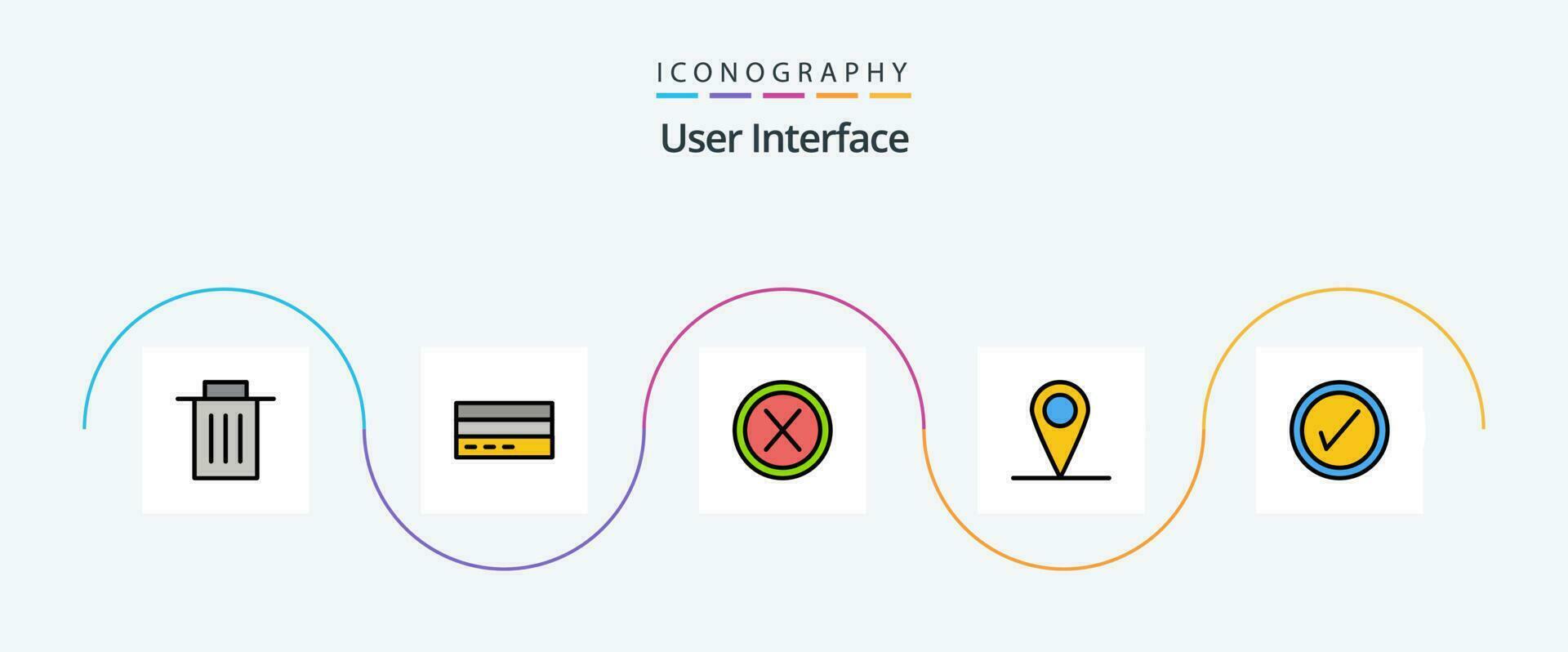 User Interface Line Filled Flat 5 Icon Pack Including interface. location. interface. user. interface vector