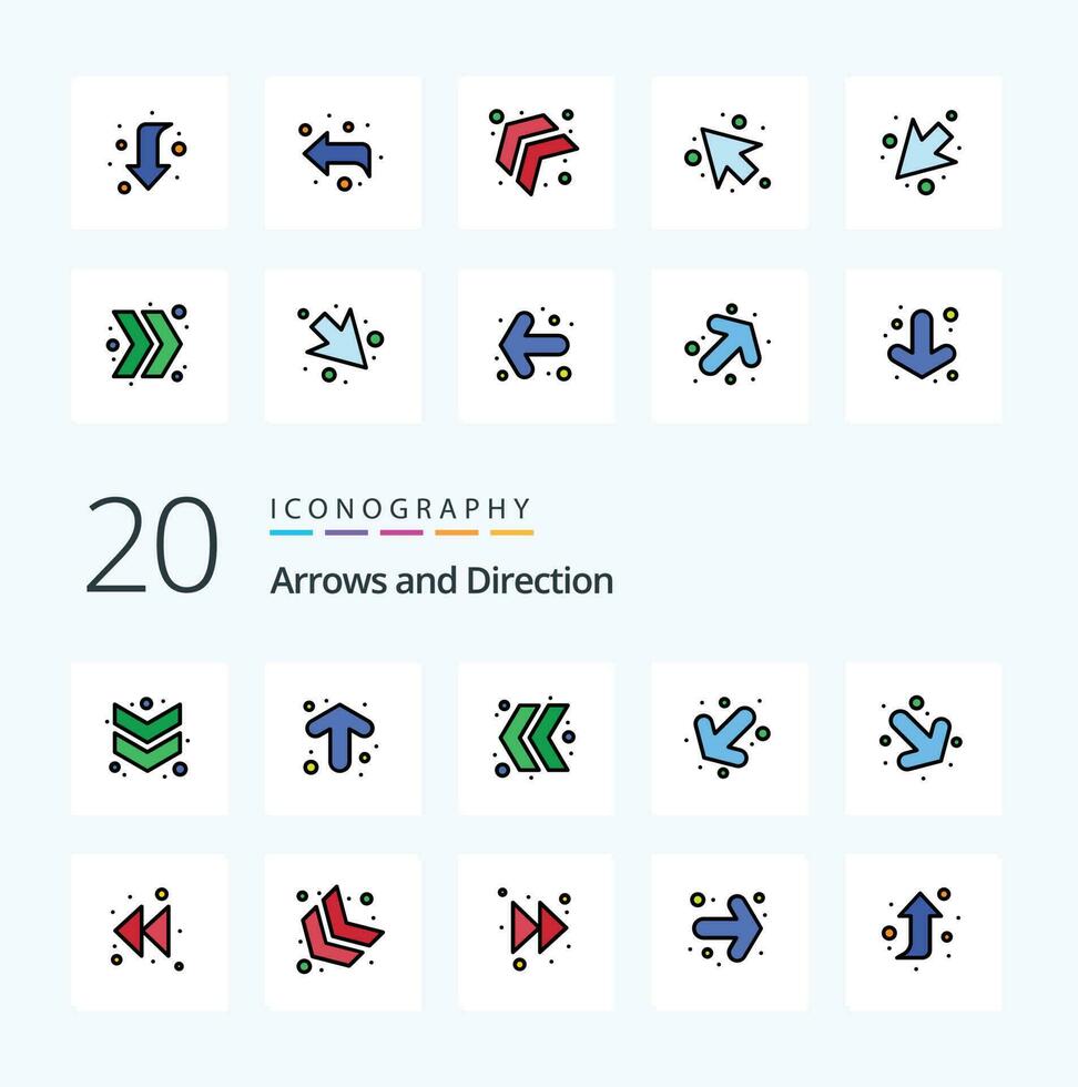 20 Arrow Line Filled Color icon Pack like arrow forward chevron arrow full vector