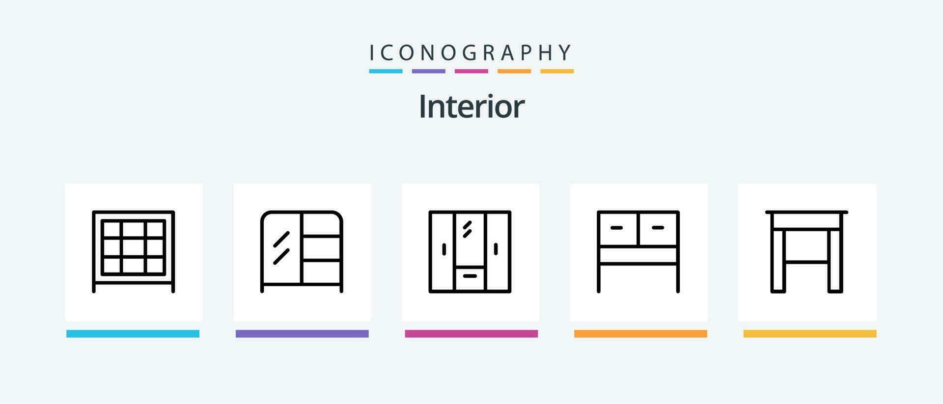 interior línea 5 5 icono paquete incluso . cama. interior. creativo íconos diseño vector