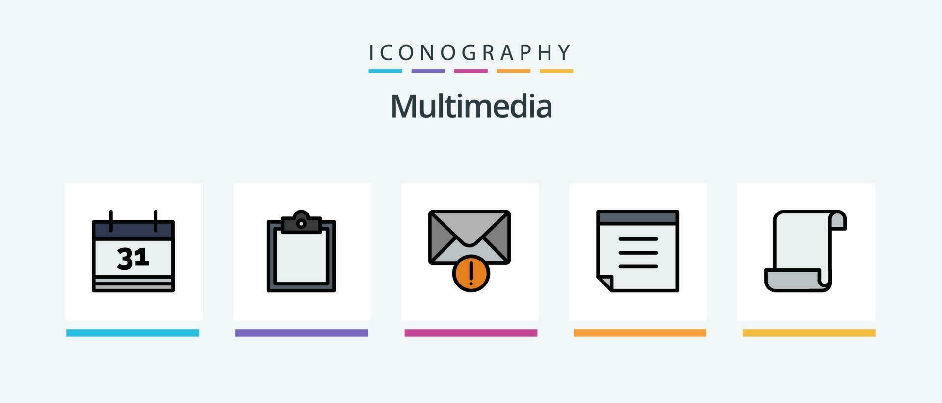 Multimedia Line Filled 5 Icon Pack Including . receive. preferences. mail. Creative Icons Design vector