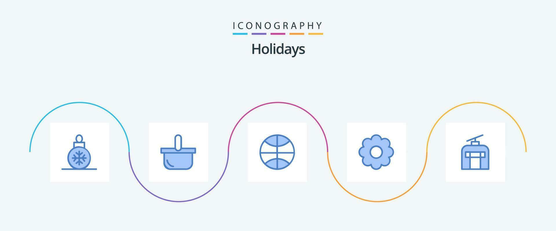 Holidays Blue 5 Icon Pack Including traveling. gondola. basketball. romantic. flower vector