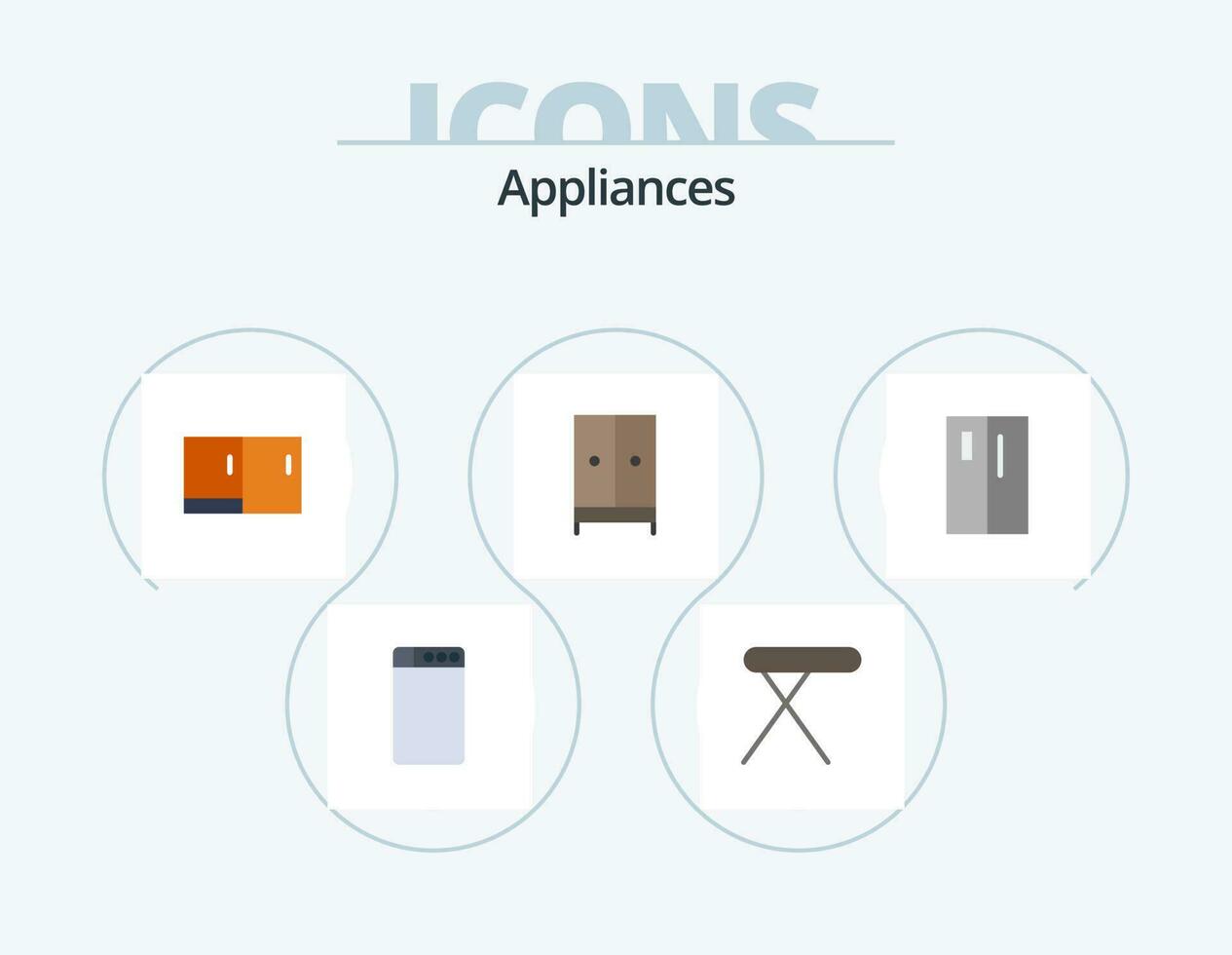 accesorios plano icono paquete 5 5 icono diseño. refrigerador. accesorios. mueble. hotel. mueble vector