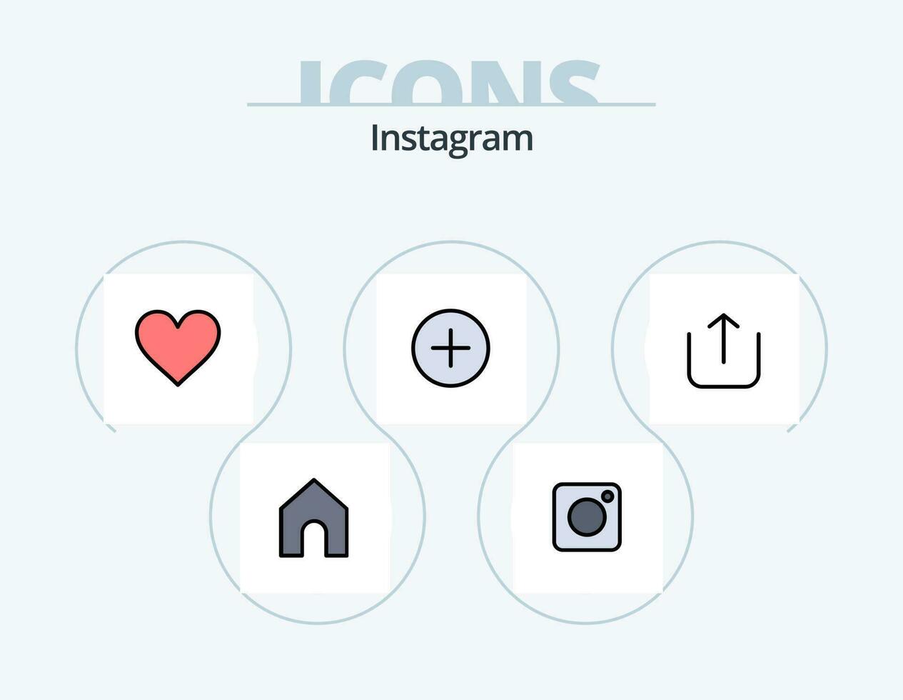 instagram línea lleno icono paquete 5 5 icono diseño. gorjeo. vista. perfil. ojo. arriba vector