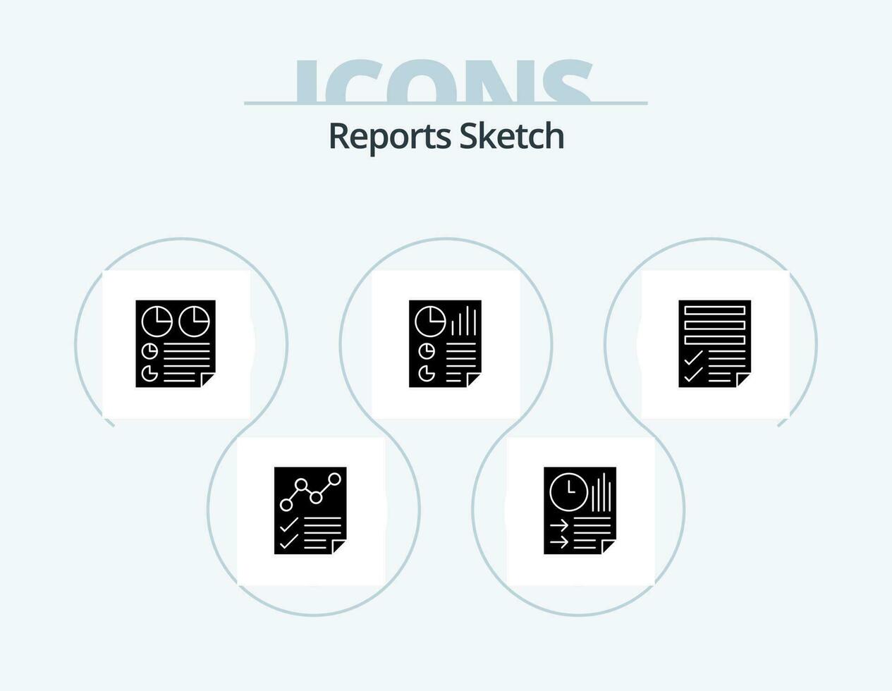 Reports Sketch Glyph Icon Pack 5 Icon Design. document. bars. paper. two. page vector