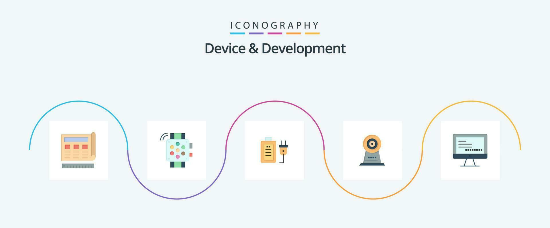 Device And Development Flat 5 Icon Pack Including computer. security. education. webcam. education vector