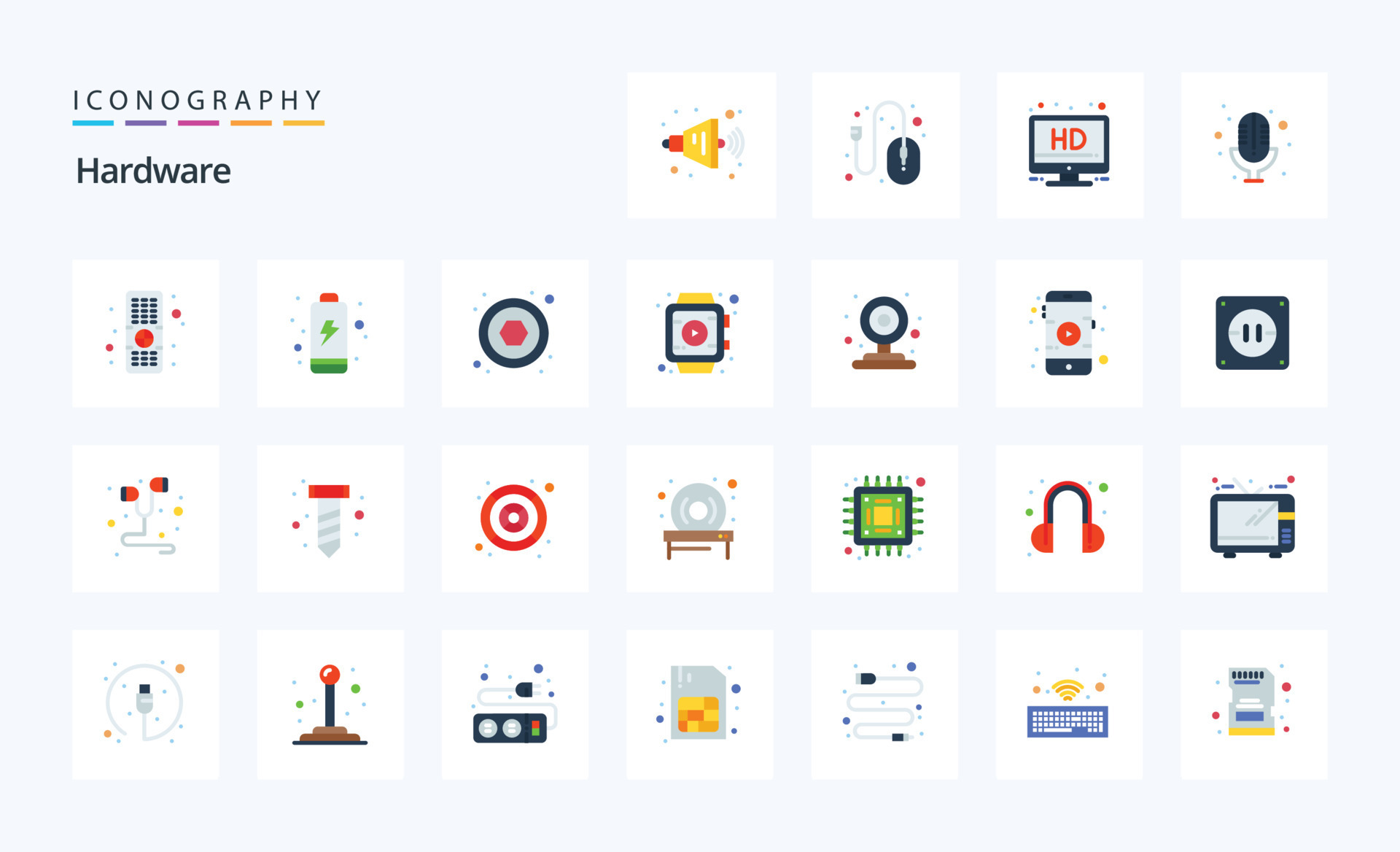 25 Hardware Flat color icon pack 26185659 Vector Art at Vecteezy