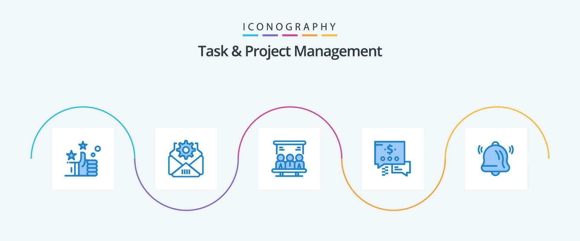 Task And Project Management Blue 5 Icon Pack Including . notification. technology. communication. dollar vector