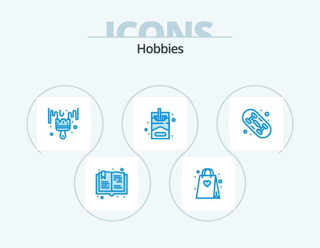 Hobbies Blue Icon Pack 5 Icon Design. hobby. skate. brush. hobby. smoke vector