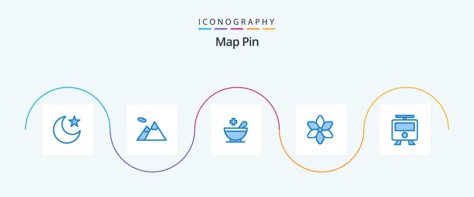 Map Pin Blue 5 Icon Pack Including . train. bowl. subway. maps vector