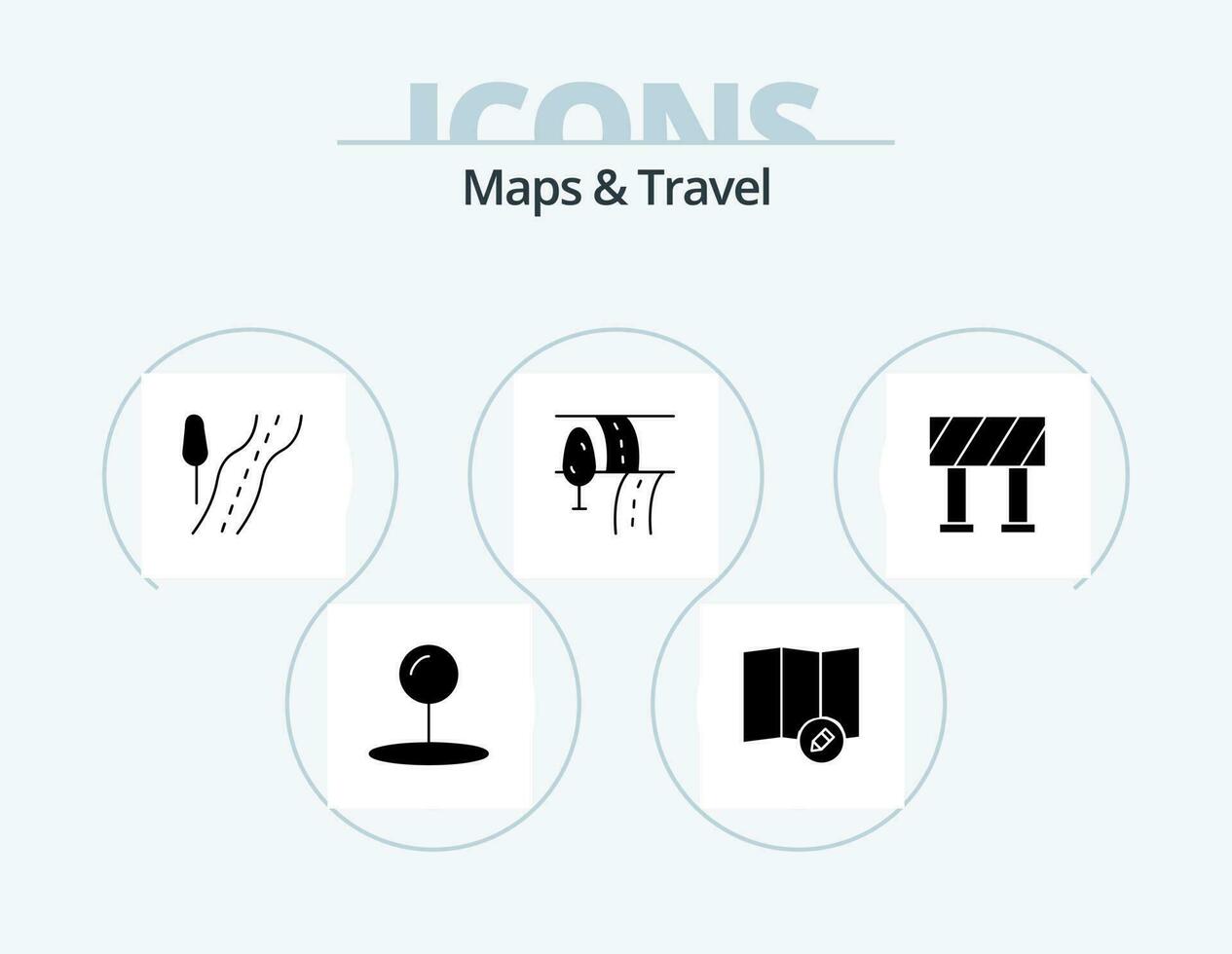 mapas y viaje glifo icono paquete 5 5 icono diseño. . bloquear. vector