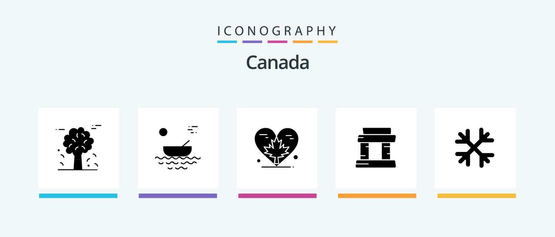 Canada Glyph 5 Icon Pack Including tower. landmark. river. leaf. autumn. Creative Icons Design vector
